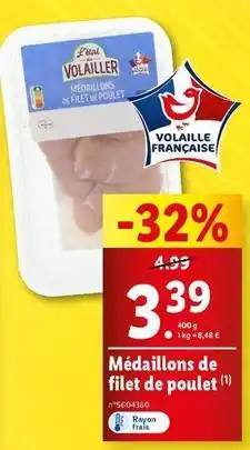 Lidl Médaillons de filet de poulet offre