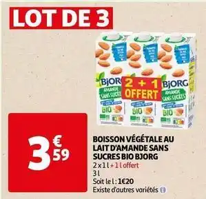 Auchan Supermarché Bjorg - boisson végétale au lait d'amande sans sucres bio offre