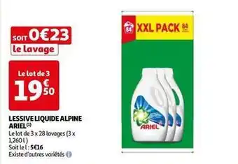Auchan Supermarché Ariel - lessive liquide alpine offre