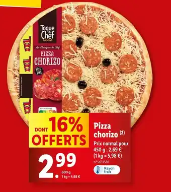 Lidl Toque du Chef Pizza chorizo offre