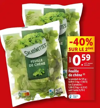 Lidl Saladinettes Feuille de chêne offre
