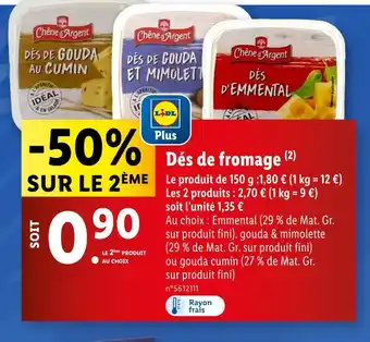 Lidl Chêne d'Argent Dés de fromage offre