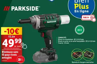 Lidl PARKSIDE Riveteuse sans fil pour rivets aveugles offre