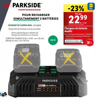 Lidl PARKSIDE Chargeur de batterie double offre