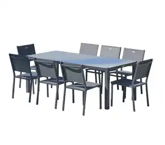 Jardiland Ensemble table et chaises de jardin - 8 places - Gris Anthracite en Aluminium - CADAQUES offre