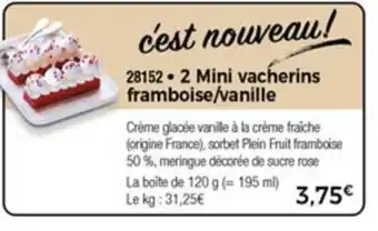 Thiriet 2 Mini cacherins framboise/vanille offre