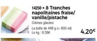 Thiriet 8 Tranches napolitaines fraise/vanille/pistache offre