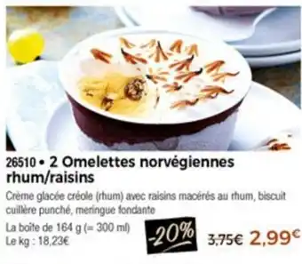 Thiriet 2 Omelettes norvégiennes rhum/raisins offre