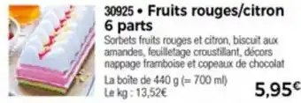 Thiriet Fruits rouges/citron 6 parts offre