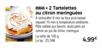 Thiriet 2 Tartelettes au citron meringuées offre