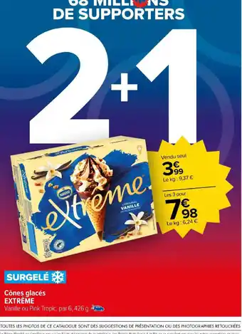 Carrefour Cônes glacés EXTREME offre