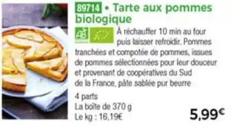 Thiriet Tarte aux pommes biologique offre
