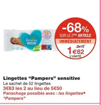 Monoprix Pampers Lingettes sensitive offre