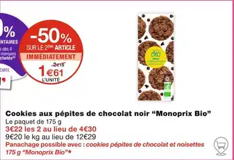 Monoprix Monoprix Bio Cookies aux pépites de chocolat noir offre