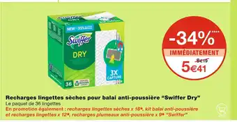 Swiffer Dry Recharges lingettes sèches pour balai anti-poussière