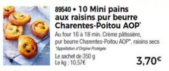 Thiriet 10 Mini pains aux raisins pur beurre charentes-poitou AOP offre