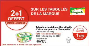 Monoprix Bonduelle Taboulé oriental menthe et huile d’olive vierge extra offre