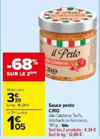 Carrefour Sauce pesto CIRO offre