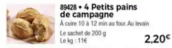 Thiriet 4 Petits pains de campagne offre