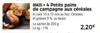 Thiriet 4 Petits pains de campagne aux céréales offre