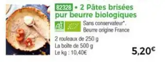 Thiriet 2 Pâtes brisées pur beurre biologiques offre