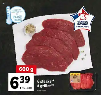 Lidl 6 Steaks à griller offre