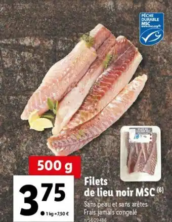Lidl Filets de lieu noir MSC offre