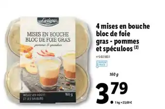 Lidl 4 Mises en bouche bloc de foie gras - pommes et spéculoos offre