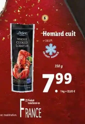 Lidl Homard cuit offre