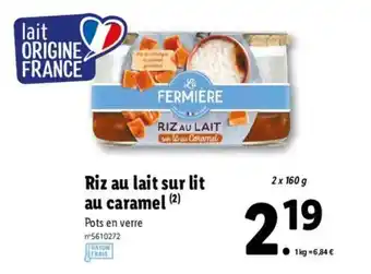 Lidl Riz au lait sur lit au caramel offre