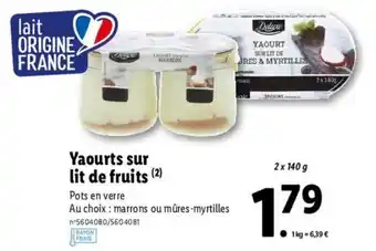 Lidl Yaourts sur lit de fruits offre