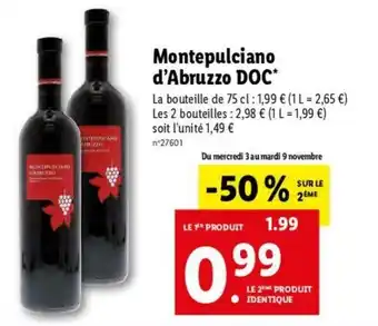 Lidl Montepulciano d'abruzzo DOC offre