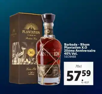 Lidl Barbade - rhum plantation X.O offre