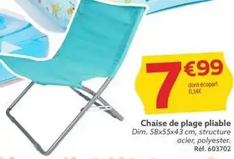 Gifi Chaise de plage pliable offre