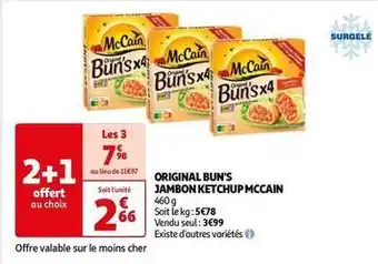 Auchan Supermarché Mccain - original bun's jambon ketchup offre