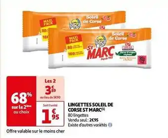 Auchan Supermarché St marc - lingettes soleil de corse offre