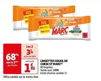 Auchan St marc - lingettes soleil de corse offre