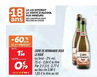 Netto CIDRE DE NORMANDIE DOUX LE ROUÉ offre