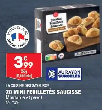 ALDI 20 MINI FEUILLETÉS SAUCISSE offre