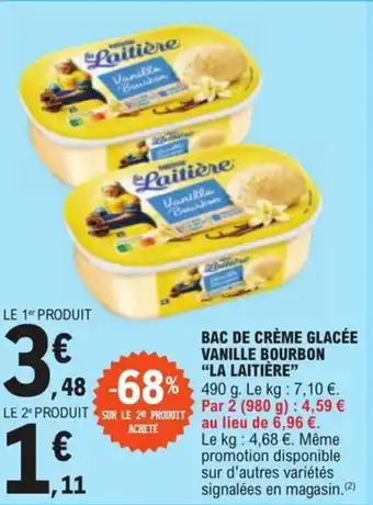 E.Leclerc BAC DE CRÈME GLACÉE VANILLE BOURBON "LA LAITIÈRE" offre