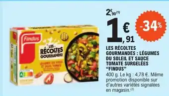 E.Leclerc LES RÉCOLTES GOURMANDES : LÉGUMES DU SOLEIL ET SAUCE TOMATE SURGELÉES "FINDUS" offre