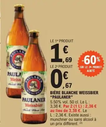 E.Leclerc BIÈRE BLANCHE WEISSBIER "PAULANER" offre