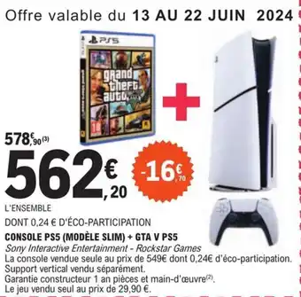 CONSOLE PS5 (MODÈLE SLIM) + GTA V PS5