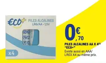 E.Leclerc PILES ALCALINES AA X 4(3) "ECO+" offre