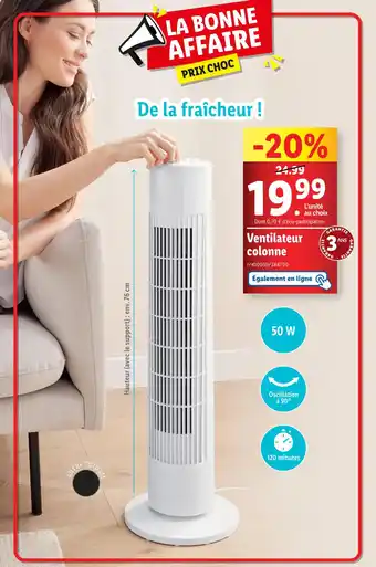 Lidl Ventilateur colonne offre