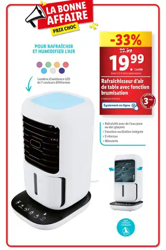 Lidl Rafraîchisseur d'air de table avec fonction brumisation offre