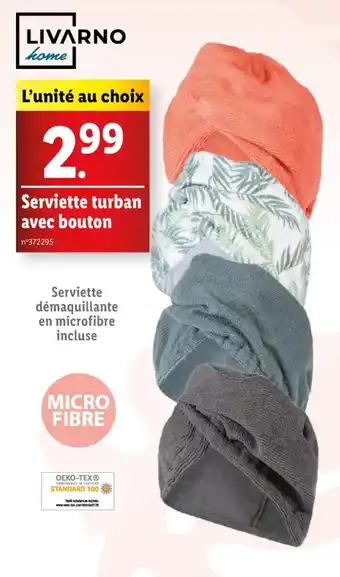 Lidl Serviette turban avec bouton offre