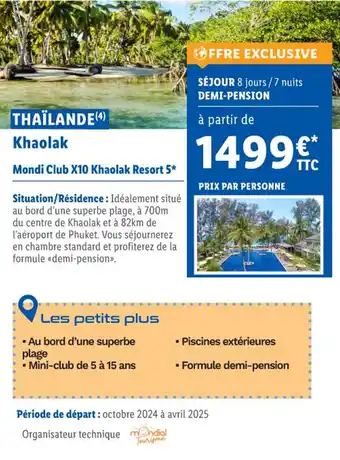 Lidl Mondi Club X10 Khaolak Resort 5* offre