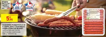Intermarché SAUCISSES PANACHÉES X 10 5 CHIPOLATAS + 5 MERGUEZ CHARCUTERIE DU BLAVET offre