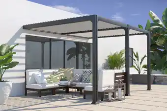 Jardiland Savannah - Pergola adossée bioclimatique 3x4m en aluminium - Couleurs du Monde offre